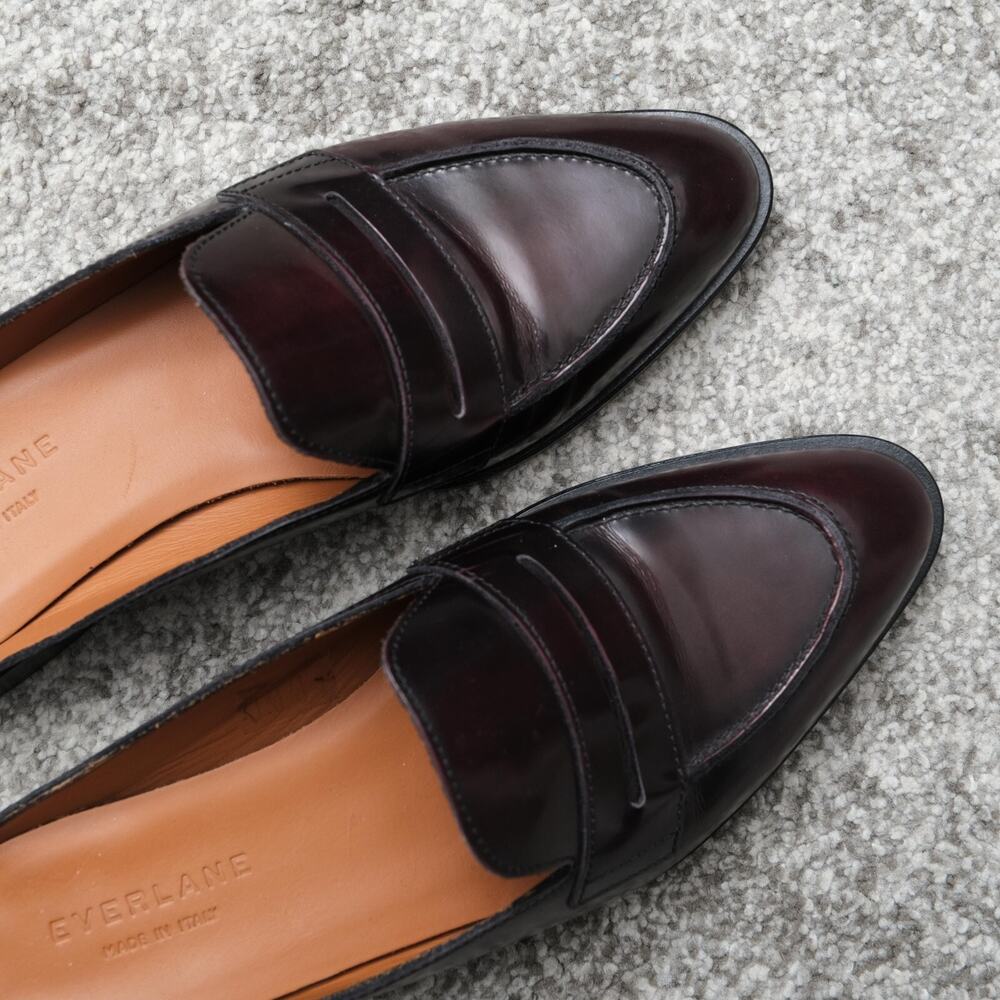Everlane Burgundy Leather Penny Loafer Mules - Picture 2 of 6